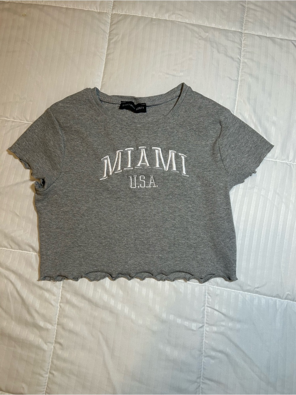 MIAMI USA Gray Crop Tee